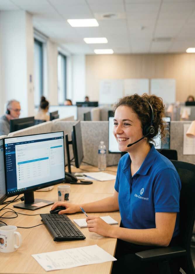 personne au telephone call center oto connect